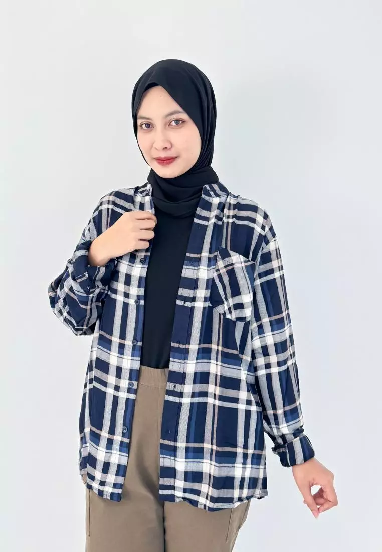 Kemeja Flanel Biru